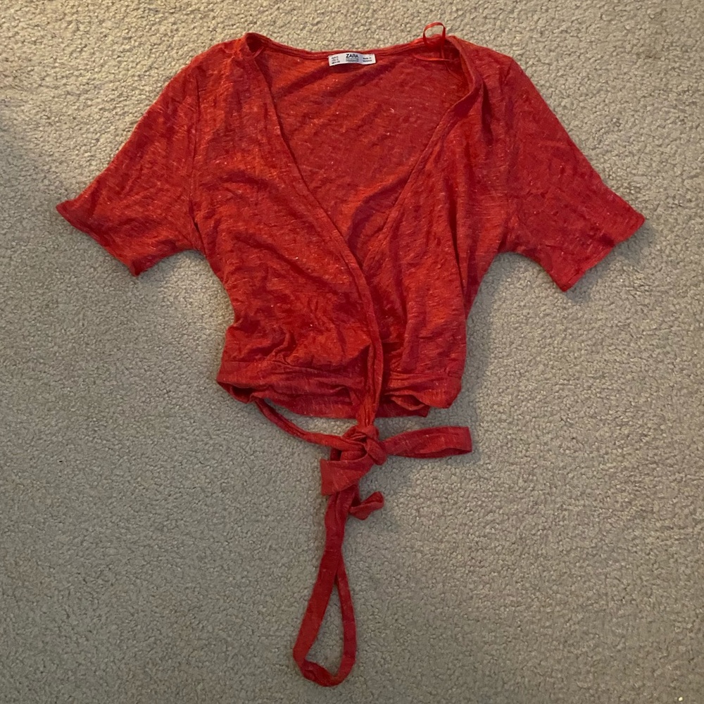 Zara red wrap tie (crop and not cropped shirt)